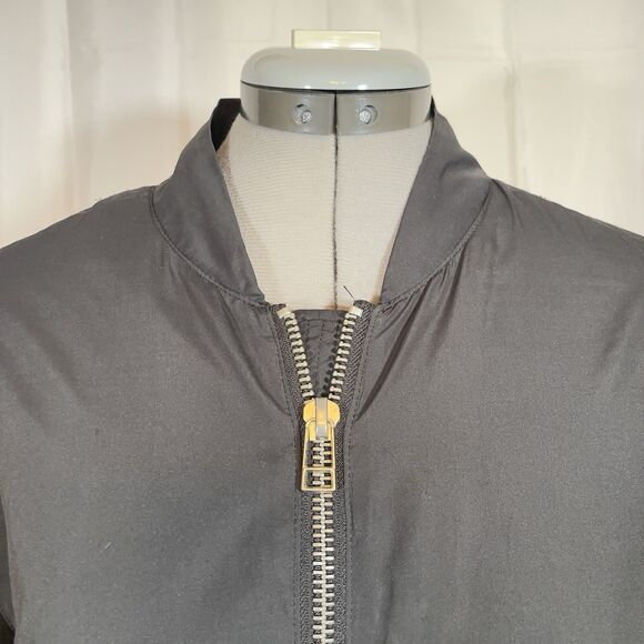 Slate & Stone Classic Black Zip Bomber Jacket Lightweight Lined Pockets Medium M - Picture 2 of 7